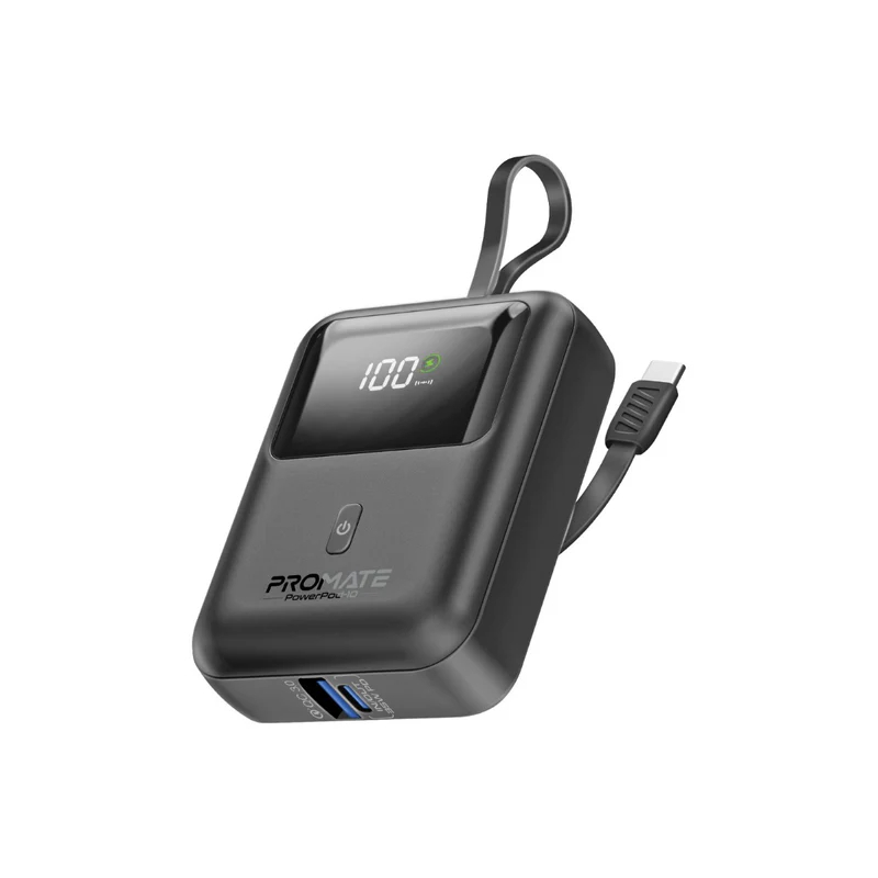 پاوربانک پرومیت مدل POWERPOD-10.BLK ظرفیت ۱۰۰۰۰ میلی‌آمپرساعت