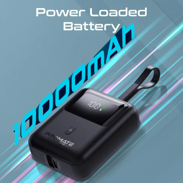 پاوربانک پرومیت مدل POWERPOD-10.BLK ظرفیت ۱۰۰۰۰ میلی‌آمپرساعت